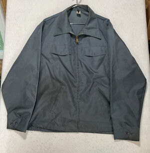 True Vintage Grey USPS Work Jacket Nylon XL Long Distressed Grunge Faded Stained